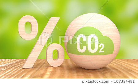 The Co2 icon on wood ball for ecological concept 3d rendering 107384491