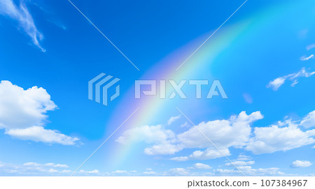 Close-up of a beautiful rainbow in the blue sky "AI generated image" 107384967
