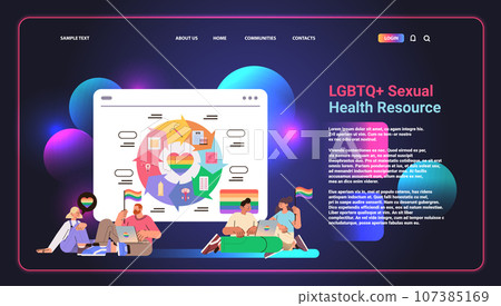 people with rainbow flags discussing about sexual health LGBTQ sexual health resource human sexuality concept people with rainbow flags discussing about sexual health LGBTQ sexual health resource human sexuality concept 107385169