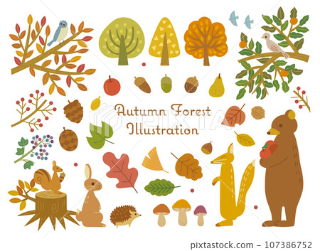 Illustration of autumn forest 107386752