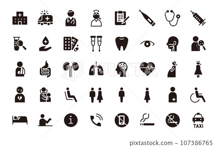 Hospital/medical related icon set 107386765