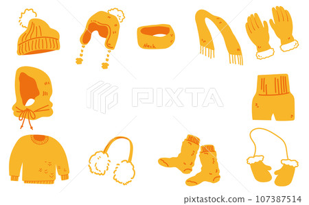 冬季黃色冬季服裝插圖集 107387514