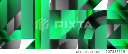 Geometric minimalism with triangles and circles. Blend of basic shapes creating serene, visually pleasing compositions. Wallpaper, banner, background, landing page, wall art, invitation, prints Geometric minimalism with triangles and circles. Blend of basic shapes creating serene, visually pleasing compositions. Wallpaper, banner, background, landing page, wall art, invitation, prints 107388319