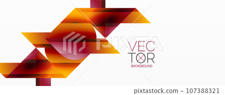 Gradient color triangles and circles on white. Dynamic blend creating captivating visual impact. Geometric background for digital designs, presentations, website banners, social media posts Gradient color triangles and circles on white. Dynamic blend creating captivating visual impact. Geometric background for digital designs, presentations, website banners, social media posts 107388321