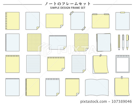 Memo and notebook frame set, frame, decoration, stylish, cute, decoration, sticky note, stationery 107389046