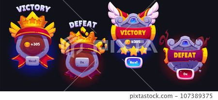 Victory and defeat game ui badges. 107389375