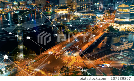 Transportation and communication network ITS MaaS 107389897