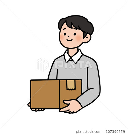 Men with cardboard boxes 107390359