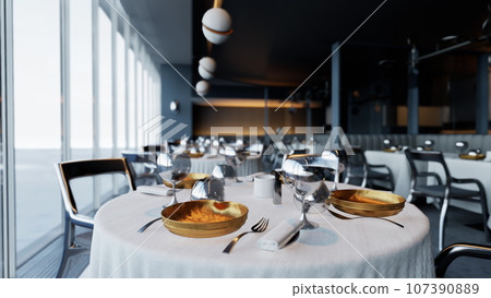 high-class establishment with no diners present high-class establishment with no diners present 107390889