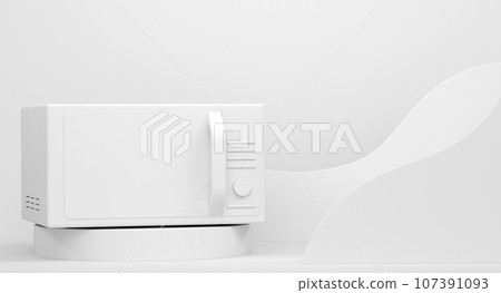 Abstract scene or podium with microwave on monochrome background 107391093