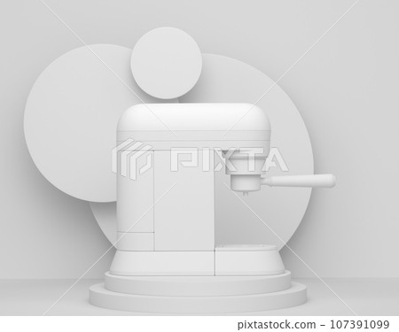 Abstract scene or podium with espresso coffee machine on monochrome 107391099