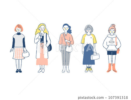 5 個不同的女人，全身，f21-25 107391318