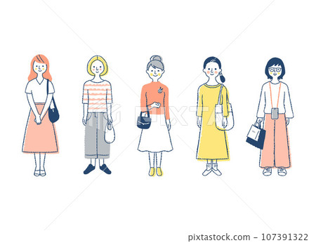 5個不同的女性全身f1-5 5個不同的女性全身f1-5 107391322