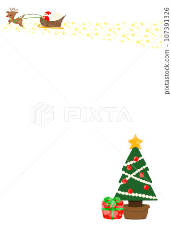 Cute Christmas frame illustration background material [Vertical] [A4] 107391326