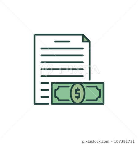 Document with Banknote vector Payment concept colored icon 107391731