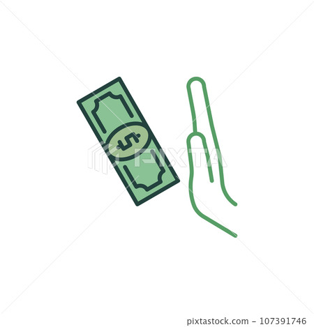 Hand No Sign with Cash vector Anti Corruption concept colored icon Hand No Sign with Cash vector Anti Corruption concept colored icon 107391746
