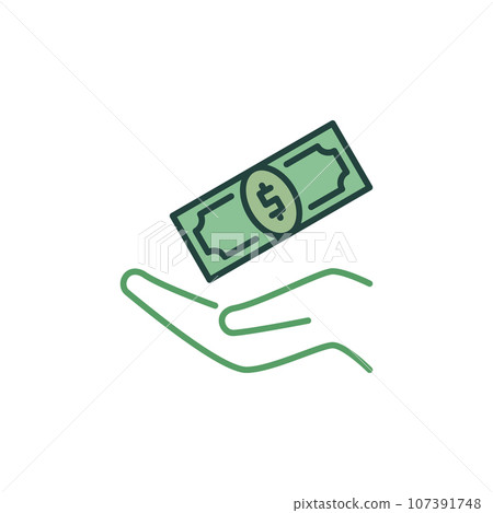 Hand with Cash vector Bribery concept colored icon or sign Hand with Cash vector Bribery concept colored icon or sign 107391748