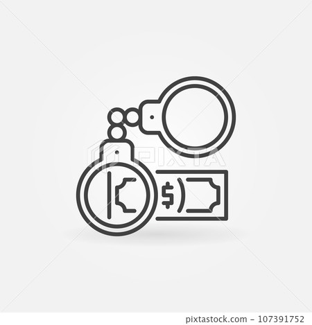 Handcuffs with Money vector Corruption concept outline icon 107391752