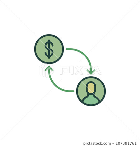 Man with Dollar vector Bribery or Corruption concept colored icon 107391761
