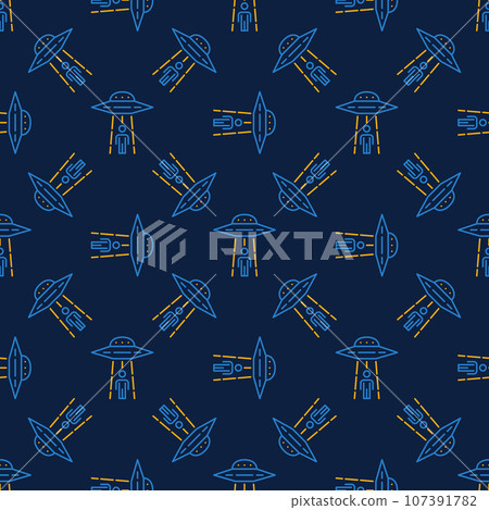 UFO Abducting a Man vector UFO colored seamless pattern UFO Abducting a Man vector UFO colored seamless pattern 107391782