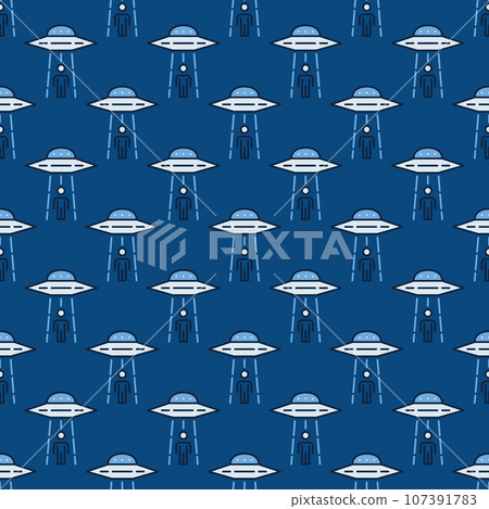 UFO Abduction vector Invasion modern blue seamless pattern UFO Abduction vector Invasion modern blue seamless pattern 107391783
