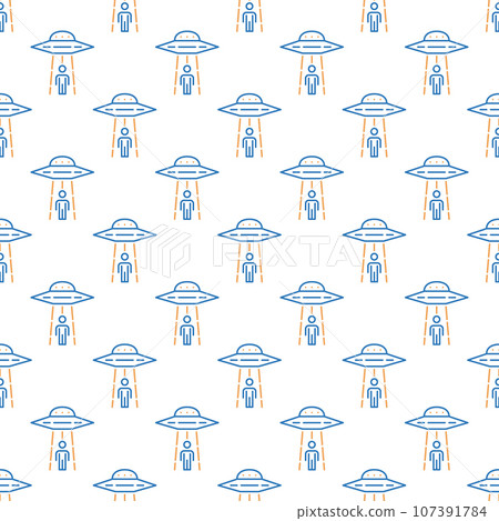 UFO Abduction vector concept linear colored seamless pattern 107391784