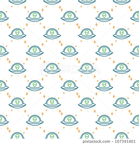 Alien in UFO vector concept outline creative seamless pattern Alien in UFO vector concept outline creative seamless pattern 107391801