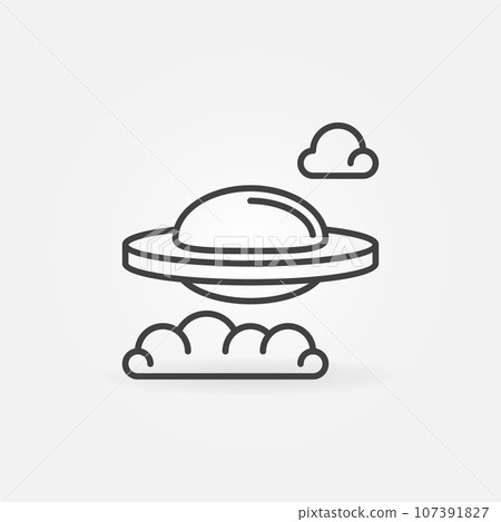 Flying Saucer in Clouds vector concept linear icon or sign Flying Saucer in Clouds vector concept linear icon or sign 107391827