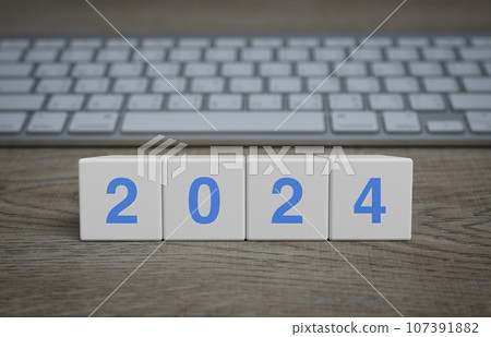 Happy new year 2024 technology online concept Happy new year 2024 technology online concept 107391882