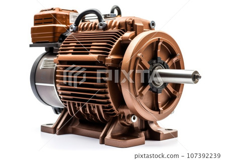 Electric motor on white background Electric motor on white background 107392239
