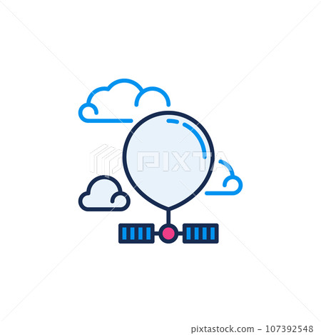 Spy Radiosonde in Sky with Clouds vector concept colored icon 107392548