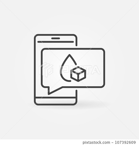 Glucometer App in Smartphone vector Blood Glucose Monitoring line icon 107392609