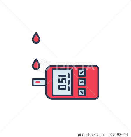 Red Glucose Monitor vector concept colored icon or symbol 107392644