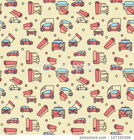 Vehicle Vinyl Wrap colorful seamless background. Vector pattern with cars 107392896