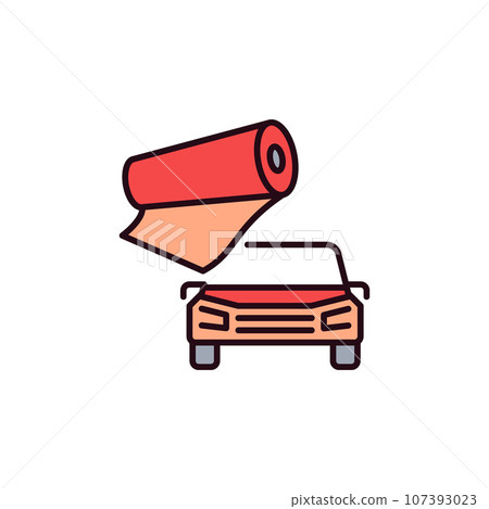 Vinyl Film with Vehicle vector Wrapping concept colored icon Vinyl Film with Vehicle vector Wrapping concept colored icon 107393023