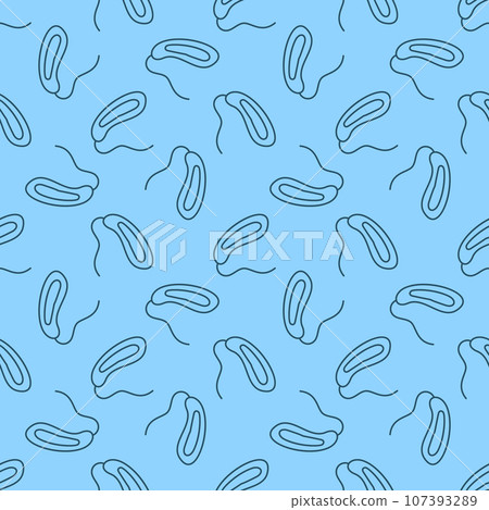 Prokaryote Bacteria vector concept line blue seamless pattern 107393289
