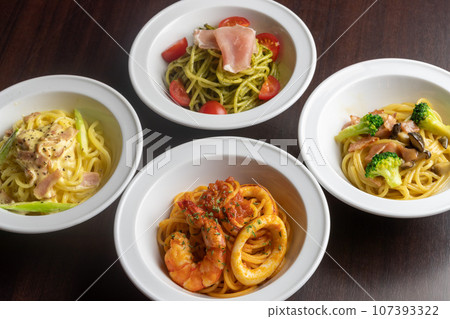 4 mini pasta dishes 4 mini pasta dishes 107393322