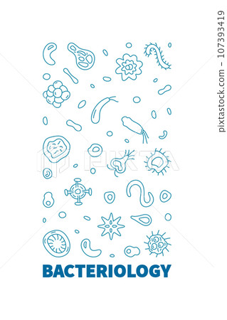 Bacteriology vector Microbiology Science concept outline blue vertical banner 107393419