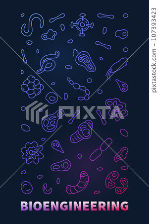 Bioengineering vector Science concept thin line colorful vertical banner - Bio-Engineering illustration 107393423