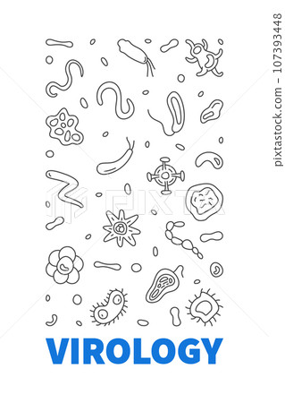 Virology concept Microbiology and Virus line vertical banner - vector illustration 107393448
