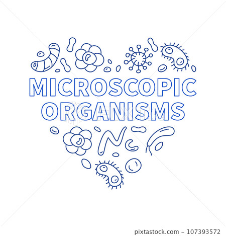 Microscopic Organisms Heart vector Bacteriology concept outline banner Microscopic Organisms Heart vector Bacteriology concept outline banner 107393572