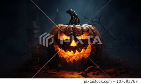Halloween pumpkin on dark background Halloween pumpkin on dark background 107393767