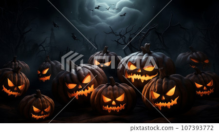 Halloween pumpkin on dark background 107393772