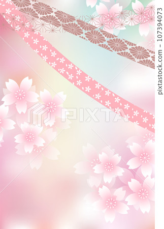 Cherry blossoms spring New Year's card watercolor background Cherry blossoms spring New Year's card watercolor background 107394073