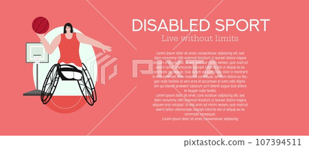 Vector illustration, banner, depicting people with disabilities.A person with disabilities goes in for sports. Vector illustration, banner, depicting people with disabilities.A person with disabilities goes in for sports. 107394511