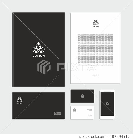 Abstract corporate identity with a cotton sign. Stationery set. 107394512