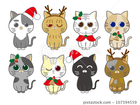 8 types of kitten illustrations_Christmas version 107394559