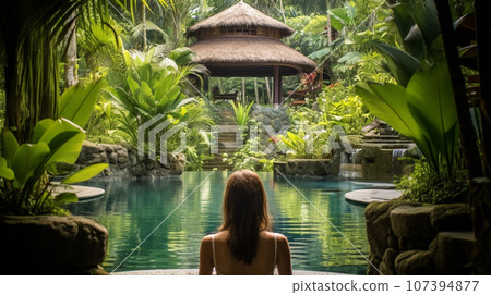 Girl in a forest spa hotel 107394877
