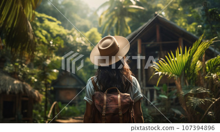 Traveler girl in the jungle 107394896