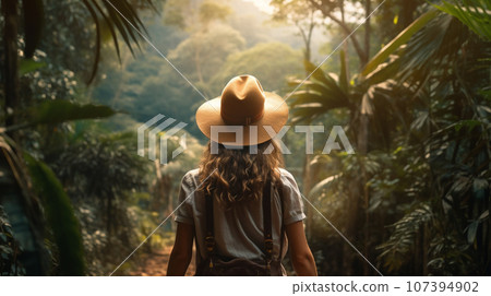 Traveler girl in the jungle 107394902